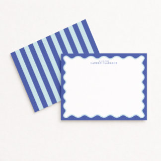 Invitation Periwinkle & Icy Blue Wavy Border Note Card