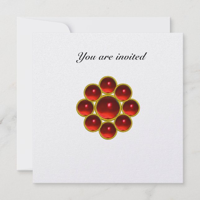 INVITATION PERLE BLANCHE MON AVEC PIERRES GEMMES RUBIS ROUGE (Devant)