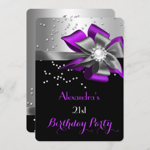 Invitation Perle d'Anniversaire de Bow Black violet