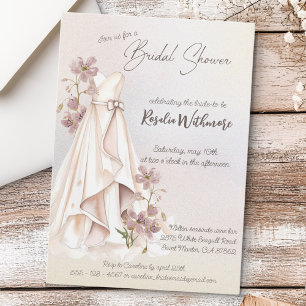 Invitation perle d'aquarelle robe blanche fleurs douche nupti