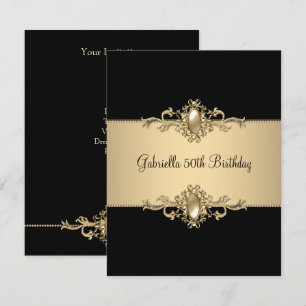 Invitation Perle de la fête d'anniversaire de 50 ans Black Co