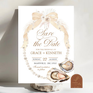 Invitation Perle d'Ivoire Huitre Sauvegarder la Date