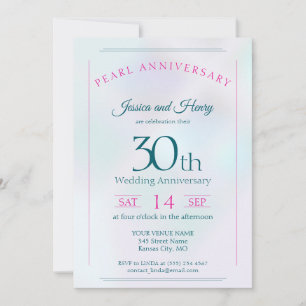 Invitation Perle iridescente 30e anniversaire de mariage