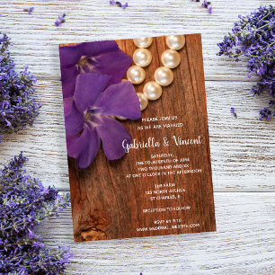Invitation Perle, perles et Mariage campagnard en bois de gra