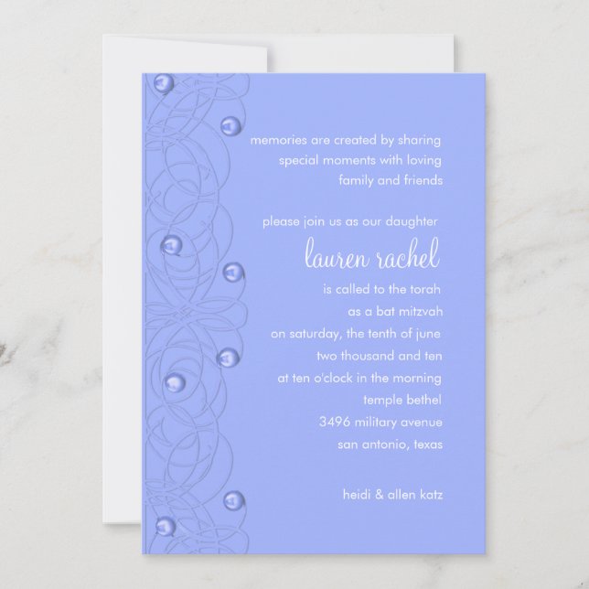 Invitation Perles bat mitzvah Dentelles Perceuse Perceuse sur (Devant)