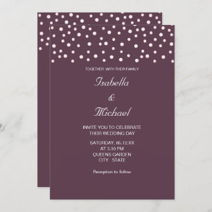 Invitation Perles chic et calligraphie sur Cassis Purple Mari