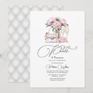 Invitation Perles Chic et Prosecco Fête de Mariage Florale Ro