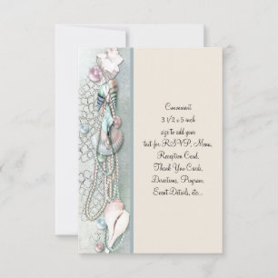 Invitation Perles de Coquillages Mariage de Plage Élégant