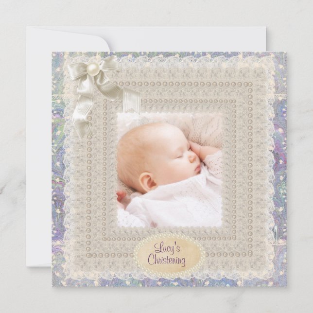 Invitation Perles de dentelle d'ivoire rose violet filles pho (Devant)