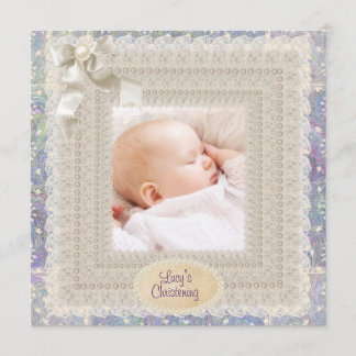 Invitation Perles de dentelle d'ivoire Rose Violet Filles Pho