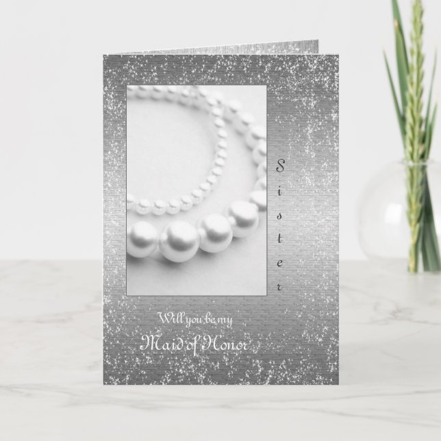 Invitation Perles de mariage ou d'anniversaire scintillantes  (Devant)