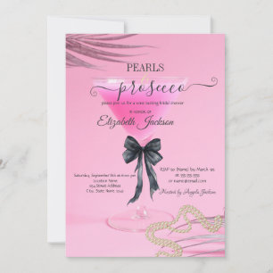 Invitation Perles de Verre à Vin Nœud Rose Enterrement de Vie