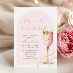 Invitation Perles d'or et Fête des mariées rose Prosecco