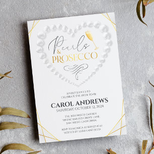 Invitation Perles Elegant Heart & Prosecco Gold Réception de 