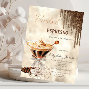 Invitation Perles Espresso Nœud Paillettes Coulantes 