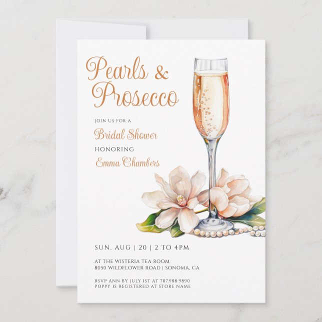 Invitation Perles Et Fête des mariées De Poursuites (Devant)