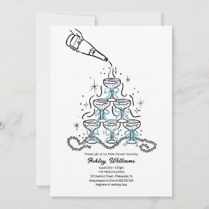 Invitation Perles et Fête des mariées de poursuites à main
