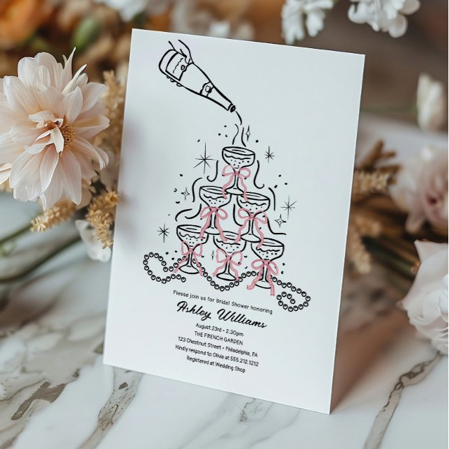 Invitation Perles et Fête des mariées de poursuites à main (Créateur téléchargé)