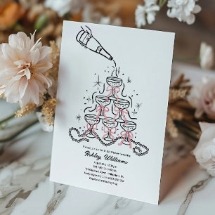 Invitation Perles et Fête des mariées de poursuites à main