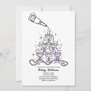 Invitation Perles et Fête des mariées de poursuites à main