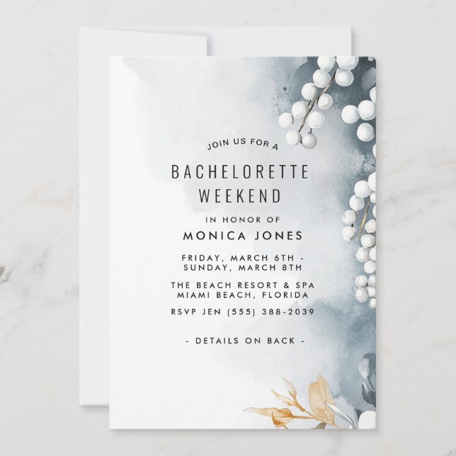 Invitation Perles et fleurs Bachelorette Week-end (Devant)