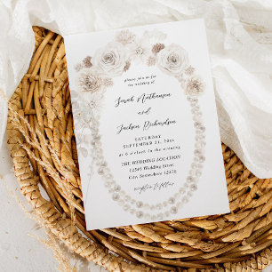 Invitation Perles et Mariage floral blanc V2
