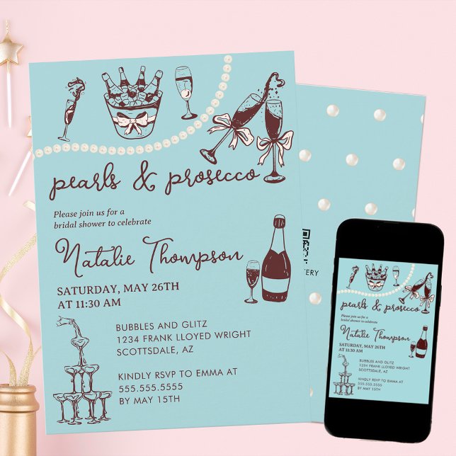 Invitation Perles et poursuites Fête des mariées personnalisé (Créateur téléchargé)