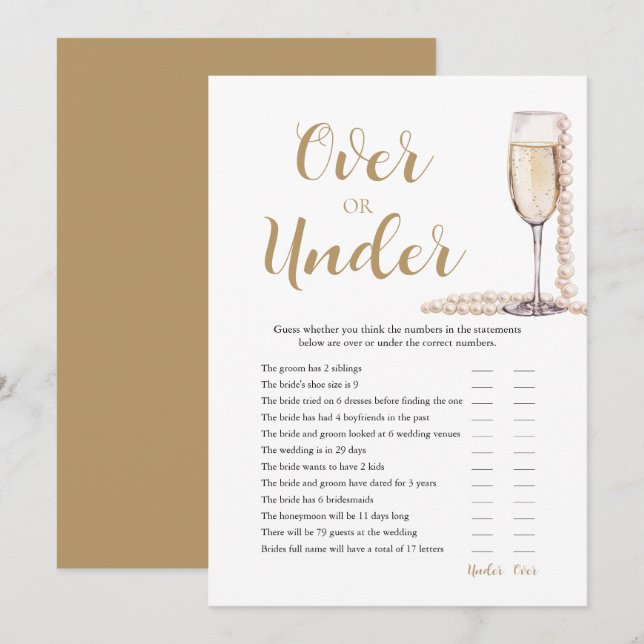 Invitation Perles et poursuites sur ou sous le jeu de Fête de (Devant / Derrière)
