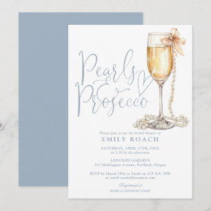 Invitation Perles Et Procuco Fête des mariées Bleue Dusty