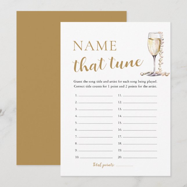 Invitation Perles et Procuco Nom qui aiguise jeu nuptiale (Devant / Derrière)