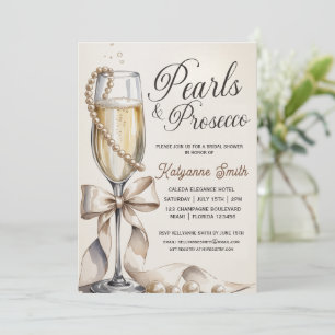 Invitation Perles et Prosecco Couronne Blanche Enterrement de