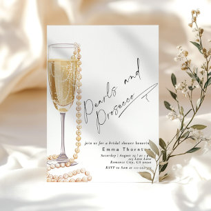 Invitation Perles et Prosecco Fête des mariées moderne minima