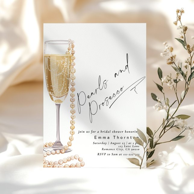 Invitation Perles et Prosecco Fête des mariées moderne minima (Créateur téléchargé)