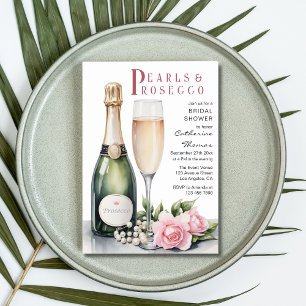 Invitation Perles Et Prosecco Floral Élégante Fête des mariée