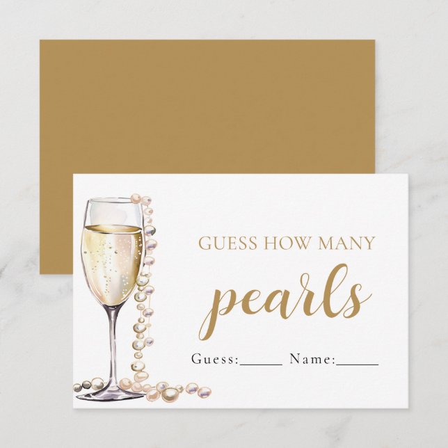 Invitation Perles et Prosecco Jeu de devinette du nombre de p (Devant / Derrière)