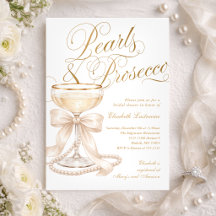 Perles et Prosecco Mariage Blanc à Ruban Shower de