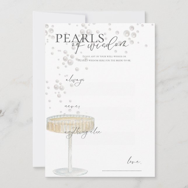 Invitation Perles et Prosecco Perles de Sagesse Conseils de M (Devant)