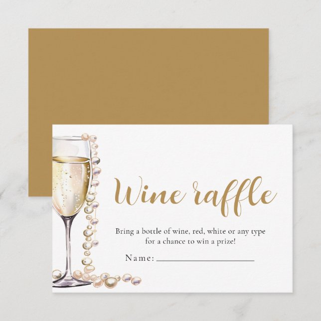Invitation Perles et Prosecco Raffle Fête des mariées Jeu (Devant / Derrière)