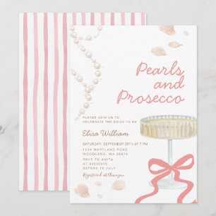 Invitation Perles et Prosecco Rose Coquette Enterrement de Vi