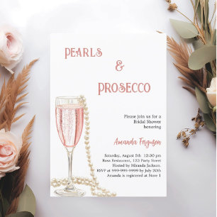 Invitation Perles Fête des mariées rose Prosecco