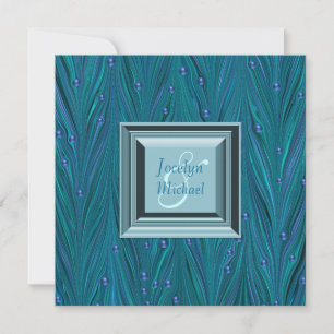 Invitation Perles Peacock Purple Mariage bleu Turquoise