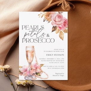 Invitation Perles Pétales et Prosecco Fête des mariées Floral