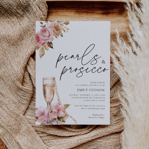 Invitation Perles Pétales et Prosecco Fête des mariées Floral