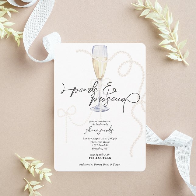 Invitation Perles, Pétales + Prosecco | Enterrement de vie de (Créateur téléchargé)
