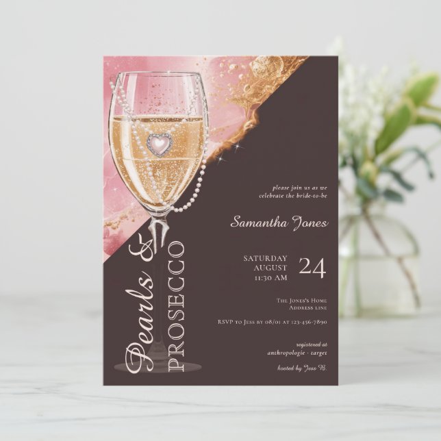 Invitation Perles & Prosecco Brunch et Fête des mariées Bubbl (Debout devant)