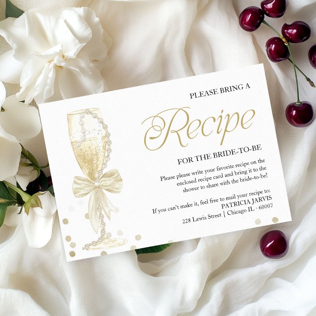 Invitation Perles & Prosecco Demande de Recette pour une Fête (Créateur téléchargé)
