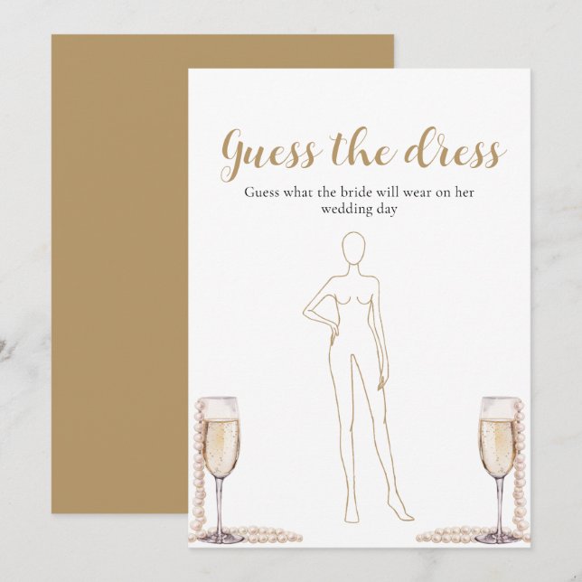 Invitation Perles Prosecco Devinez La Robe Jeu De Baby Shower (Devant / Derrière)