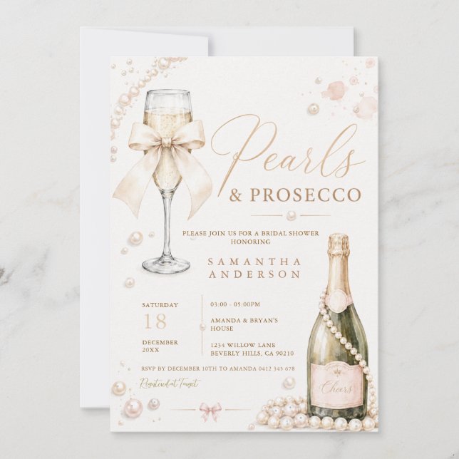 Invitation Perles & Prosecco Élégante Coquette (Devant)
