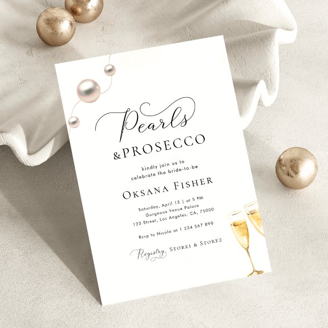 Invitation Perles & Prosecco Enterrement de Vie de Jeune Fill (Créateur téléchargé)