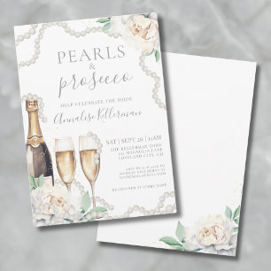 Invitation Perles & Prosecco Fête des mariées florale